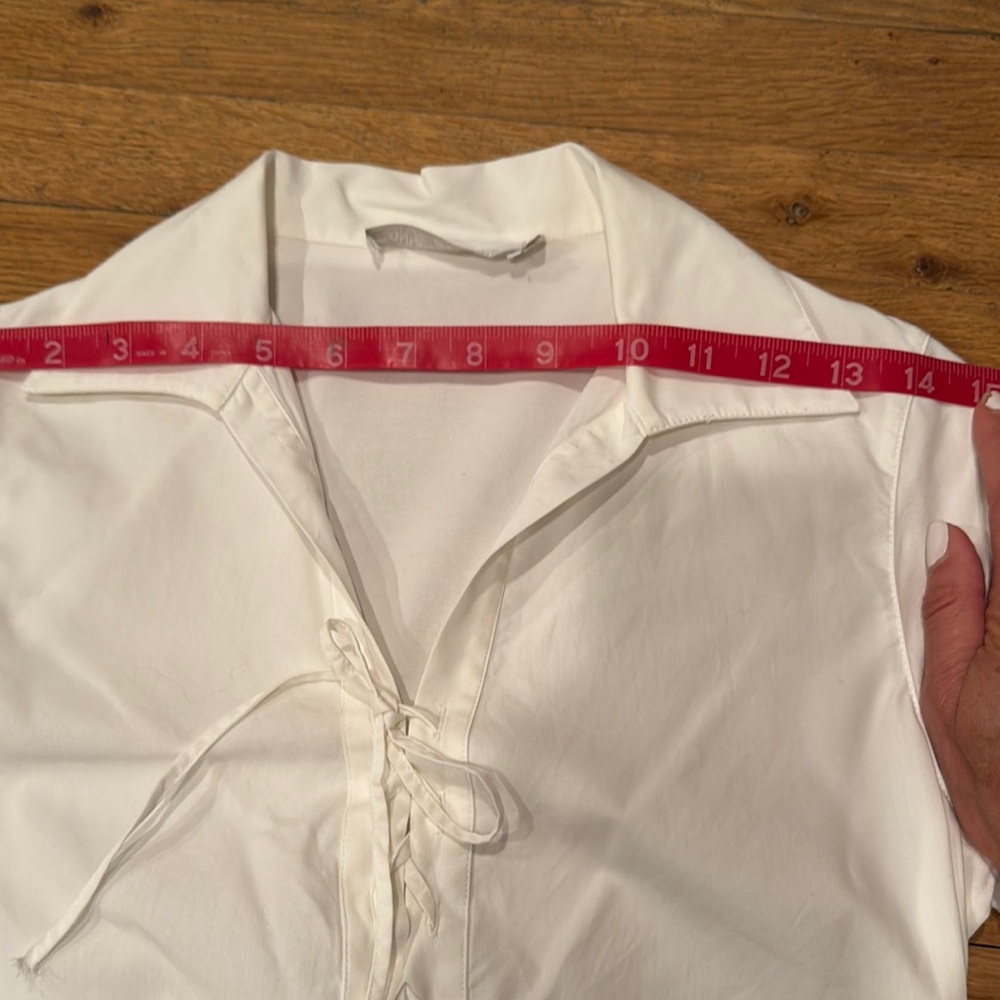 Anne Fontaine White Button Down Shirt with tie up design-no buttons-sz 38=Small - Picture 7 of 8